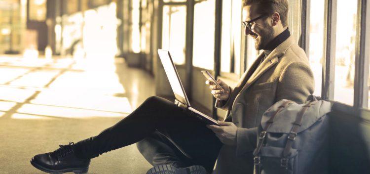 Man reading phone